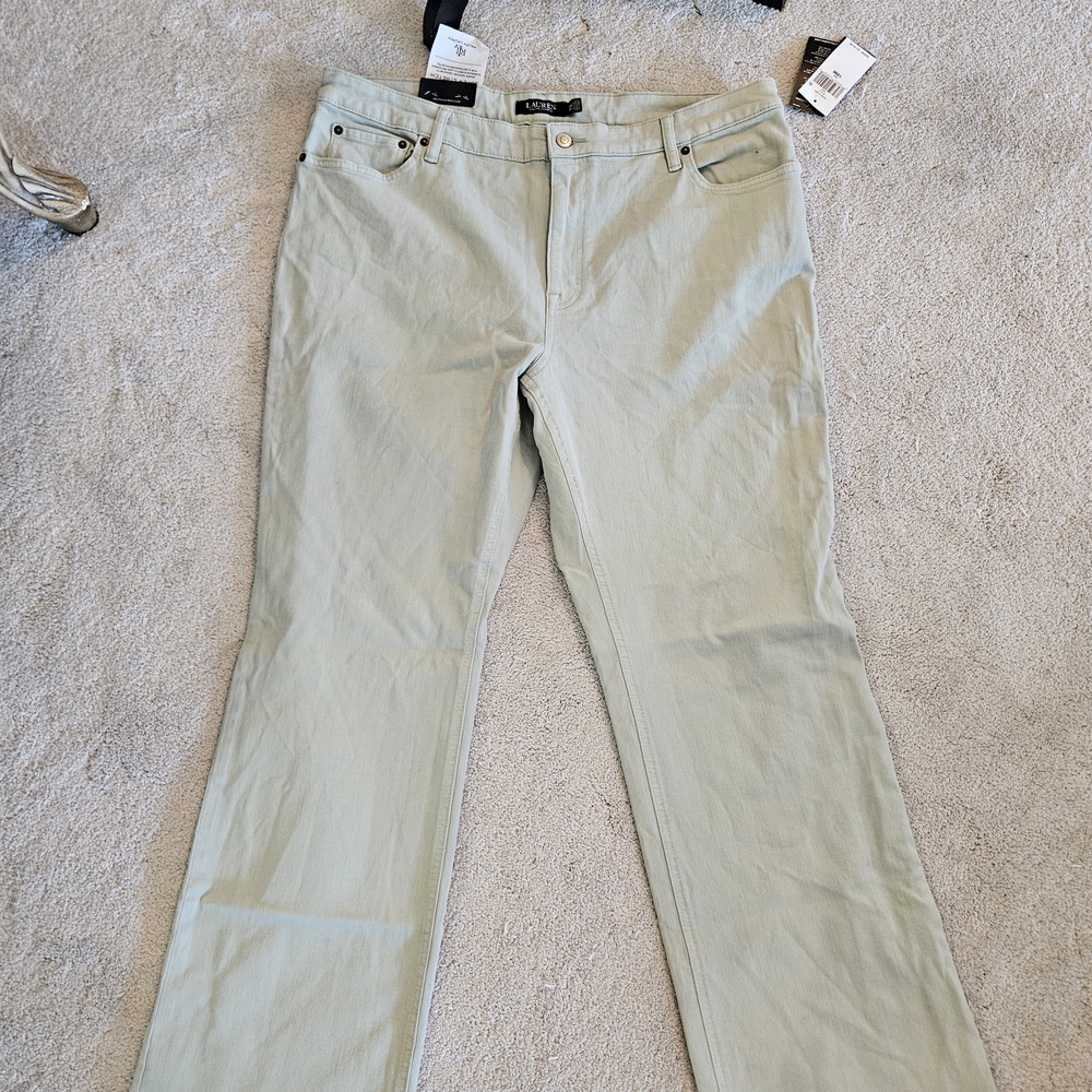 Ralph Lauren Mint Green Boot Cut Super Stretch Denim. 18W